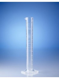 Цилиндр мерный высокий прозрачный, 100 мл, с сертификатом, пластиковый PMP, класс A, с рельефной градуировкой (64904) (Vitlab)