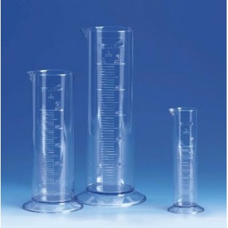 Цилиндр мерный низкий прозрачный, 1000 мл, с 6-гранным основанием, пластиковый SAN, класс B, с рельефной градуировкой (64591) (Vitlab)