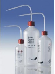 Промывалка узкогорлая, GL 32, этилацетат, 1000 мл, безопасная, пластиковая PE-LD, VENT-CAP с винтовой крышкой PP (1333859) (Vitlab)