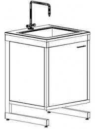 Стол-мойка одинарная разборно-металлическая 500 СМОсп-У (стеклопластик, гл. 300 мм.)