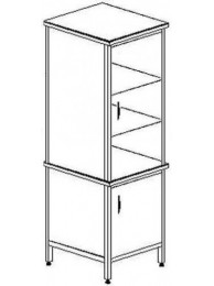 Шкаф цельнометаллический 800 ШП-М (для посуды) 800х400х1830 (4 дверцы: верх. дверцы - стекло, низ - металл)