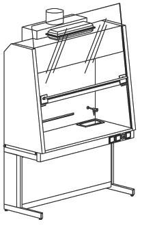 Шкаф вытяжной с наклонным экраном и вытяжкой 1500 ШВУн (нерж.сталь)